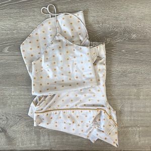 Satin cami pajama set, VS, used condition, beige and burnt orange